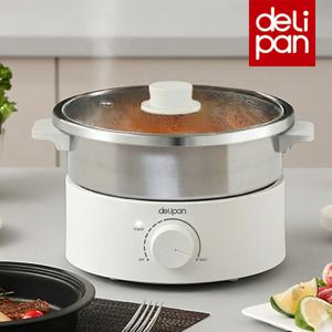 [26년신제품]델리팬 용기분리형 멀티쿠커 전기냄비 전기찜기 전기그릴 핫플레이트 DEL-MC3