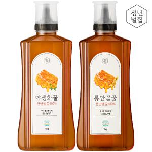 [1kg+1kg]청년벌집 야생화꿀 + 롱안꽃꿀