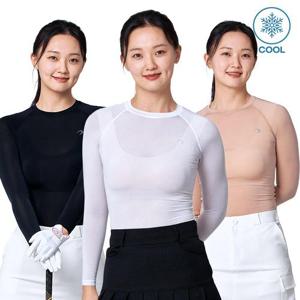 TS스포츠 여성 골프웨어 이너웨어 기능성 자외선차단 냉감 쿨티셔츠 UV차단 쿨링 레이어 이너티-라운드넥