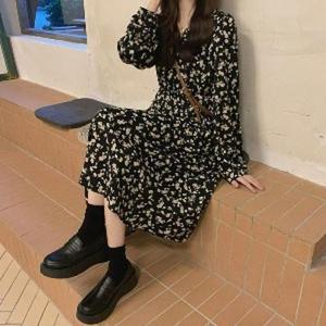 [잔다르] 꽃무늬 살랑 캐주얼 봄가을 긴팔 롱원피스