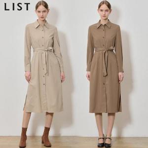 [리스트(LIST)] 퓨어 벨티드 롱 셔츠 원피스 (택가격: 228000원)