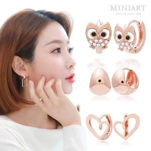 14K 로즈골드 금침 롱 드롭 귀걸이 스터드 귀걸이 23종