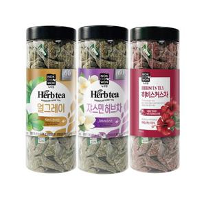 [녹차원] 대용량 허브차 60T 3종세트 (얼그레이+쟈스민+히비스커스)