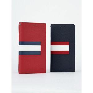 [디자인스킨]믹스레더 베이직 스트라이프 가죽 지갑케이스 - 네이비/레드 all_mxlth_str_v3