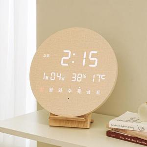 무선 모던 LED 원형 벽시계 무소음 디지털 전자 인테리어 온습도 벽걸이 집들이선물