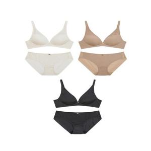 [원더브라][Wonderbra] V넥 노와이어 브라팬티 6종세트 오트밀+샌드베이지+블랙 WBW4N303132_T