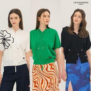 [이상봉][이상봉에디션][최초가 79,900원] 25SS 시그니처 에센셜 후드 니트 재킷 [그린, 블랙]_667072