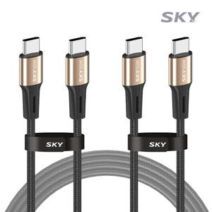 ★2개Set★스카이 C to C타입 PD 60W 고강도 메탈 초고속 충전 케이블 (2M)