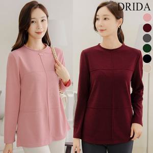 드리다 여성 봄 가을 핀턱 베이직 빅사이즈 이너 티셔츠 40-50대 미시 중년여성 엄마옷 캐주얼 등원