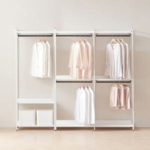 동서가구 시몬 시스템 철제 드레스룸 2400 1단+2단 행거 세트 DF924842