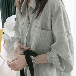 [에이치에스라이프]블라우스 셔츠 브라우스 BL 남방 긴팔 루즈핏 라이트그린 여성 봄 가을