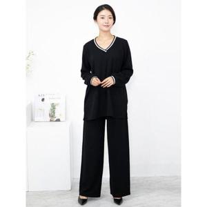 [모슬린]엄마옷 브이넥 티셔츠통바지 세트 MQG124071 마담 미시 중년여성 빅사이즈 할머니옷 50대 60대 7..