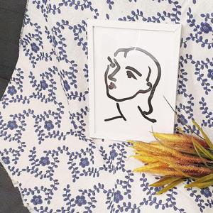 테이블커버 파란꽃 린넨 테이블보 중 협탁보 HW914ED2