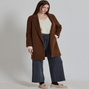 [르오트][패플단독][르오트(LeOT)] 캐시미어 앙고라 루즈핏 미디 울코트-사이즈 5588까지