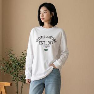 [유니제이] 체스터 오버핏 긴팔 티셔츠