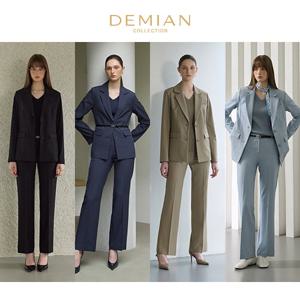 [데미안(DEMIAN)] 26SS 젠틀우먼 아이코닉 수트 셋업 4PCS (재킷 + 캡 슬리브 니트 + 팬츠 + 벨트)