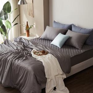 60수사틴 순면 누빔이불침대커버풀세트 Q퀸 그레이