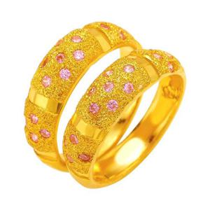 [한국금다이아몬드] 여자 순금 반지 핑크 큐빅 샌딩 24K 11.25g 쌍가락지