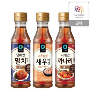청정원 액젓 500g 3종(멸치골드/새우/까나리골드) 3개 골라담기