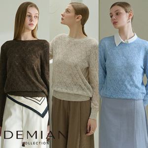 [10%%할인+10%적립][데미안(DEMIAN)] 울 블렌딩 롬버스 텍스쳐 크로쉐 니트 3종