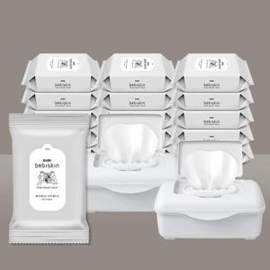 두리 비스킨 생분해 순수 비데물티슈 리필16팩+ 케이스 2개