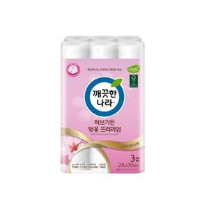 깨끗한나라 허브가든 벚꽃프리미엄 롤 화장지 30롤 (WBCC67D)
