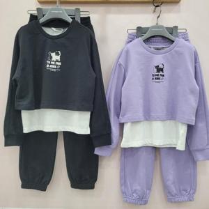 [레노마키즈][충주모다]레노마키즈 여아 레이어드크롭맨투맨  상하세트(R2435T164R2435P264)_CJ