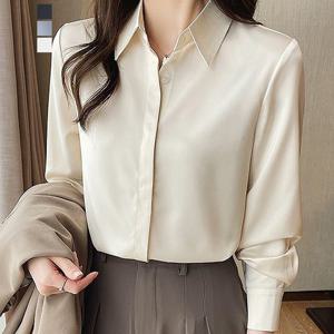 [페이릿] [~88까지]메릴다 히든버튼 실크 카라 블라우스