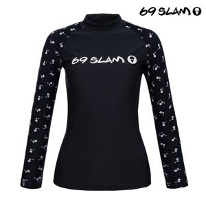 [69슬램] 여성 야자수 소매 로고 래쉬가드_D/GY