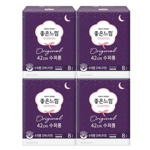 수퍼롱 좋은느낌 42cm 오버나이트 생리대 8입x4개  HWB129BB