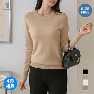4종세트 벨라도나 여성 가을 루즈핏 니트 롱슬리브 티셔츠 캐주얼티 BLN25_TS38s4