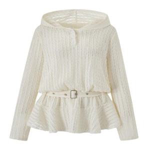 [탱커스]소프트 자가드 믹스 벨티드 후드 블라우스 (TY1BL003L0)