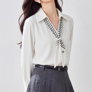 [몽벨리즈]로리스카프진주타이블라우스 mde2302735