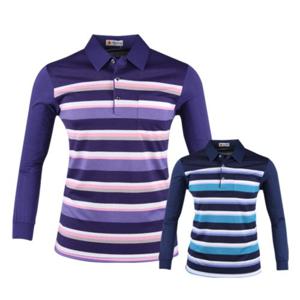 남성 봄 여름 골프웨어 카라 스트라이프 긴팔 티셔츠