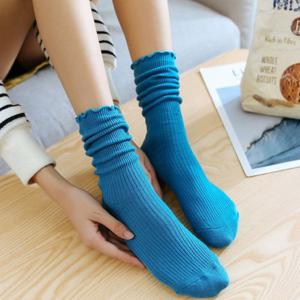 [루즈루나] 필리나 골지 임산부 무압박 프릴 발목편한 긴 양말