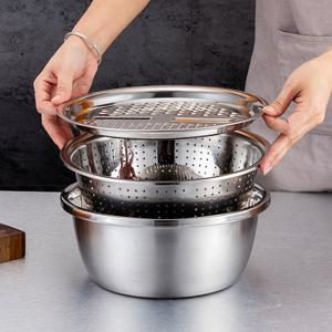 멀티 채반 믹싱볼 세트 스텐볼 채썰기 야채 슬라이서 타공체반 쌀세척 애채 채칼 스텐 L280