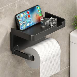 무타공 휴지걸이 화장실 두루마리 오픈형 선반 수납 거치 선반 블랙 N287