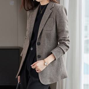 [퀸이즈] [~77까지]오나 모던 체크 자켓