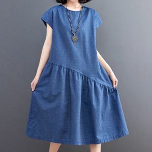 나바바 / NO890 여성 얇은 캐주얼 반팔 데님 원피스