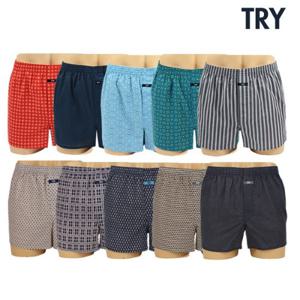 [트라이]사계절 순면100 남성 사각 트렁크팬티 10종세트
