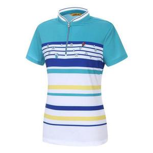 [마코](여성)스트라이프 집업 반팔 티셔츠_MLW2TH71