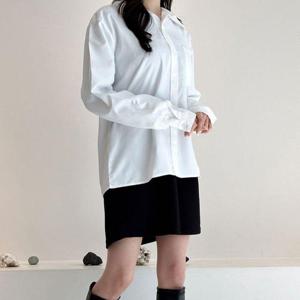 화이트 베이지 무지 셔츠 깔끔한 데일리 여자 남방 (WE88B1A)