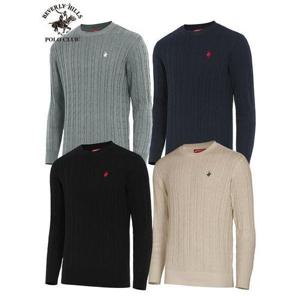 [비버리힐즈폴로클럽]남여공용 오리지널 자수 케이블 라운드 긴팔 니트 티셔츠