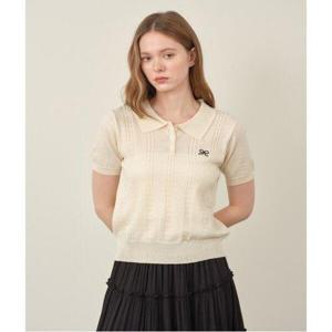 [르샵]카라 하프 버튼 꽈배기 반팔 니트 (DP2KT016A)