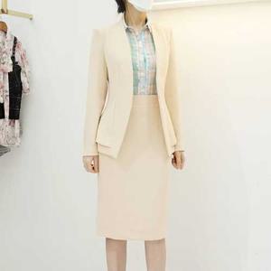 스타일라떼 / 베이직 여름 노카라자켓 H라인스커트 치마정장세트