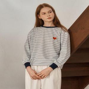 [르샵]라운드넥 스트라이프 하트 자수 긴팔 티셔츠 (DP3LW020A)
