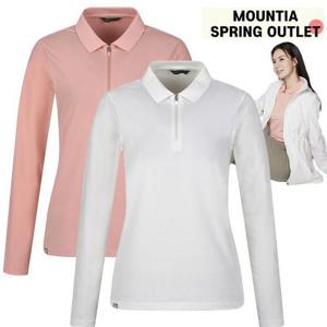 [마운티아] 24년 여성 봄 카이아티셔츠// 몸판 메쉬소재의 카라 집업형 티