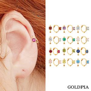 [골드피아] 14K 컬러큐 탄생석 귀찌 (1개)