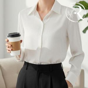 [디자이어로즈]여성 흰색블라우스 하객룩 무지 셔츠