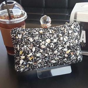 내추럴 큐빅 파티 클러치백 조약돌 패턴 미니백 WFILTOQ